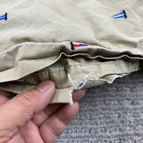 Tommy Hilfiger Khaki Shorts Men 44 Brown Short Chino Pants All Over Embroidered - Picture 6 of 16